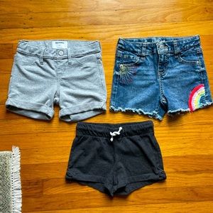 Bundle of size S shorts: Rainbow jean, stretchy grey, charcoal